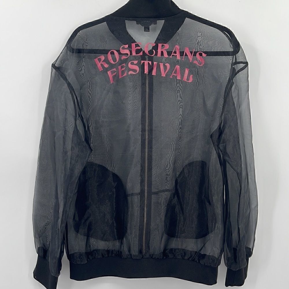 TRUE RELIGION ONE OF A KIND ROSECRANS FESTIVAL SHEER BOMBER JACKET